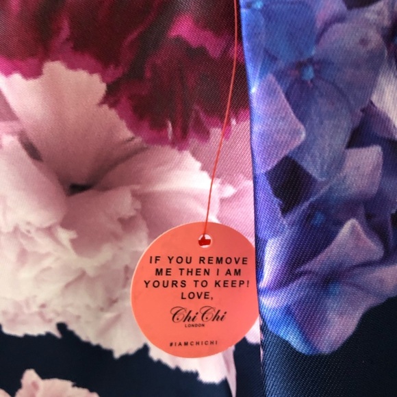 New Chi Chi London Floral Navy Dress 10 - Picture 8 of 14